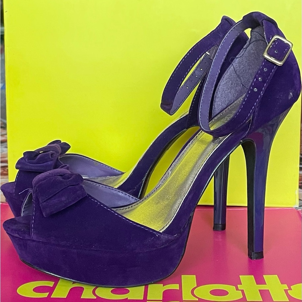 Charlotte Russe Purple velvet heels Size 8.5